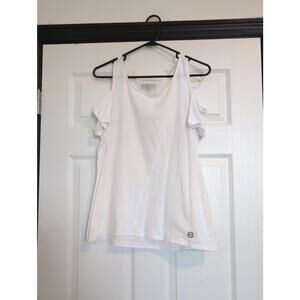Large MK white cold shoulder top